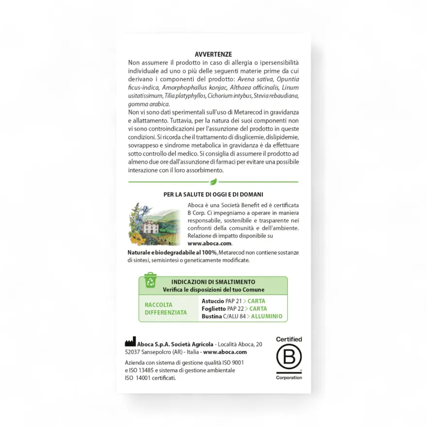 Aboca Metarecod Sindrome Metabolica 40 Bustine Granulari Monodose