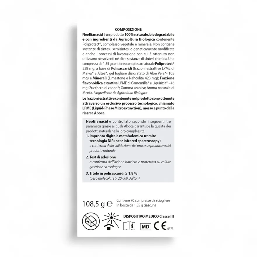 Aboca Neobianacid Trattamento Acidità 70 Compresse Masticabili