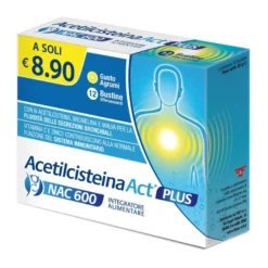 Acetilcisteina Act Plus Nac 600 Integratore Mucolitico Gusto Agrumi 12 Bustine Effervescenti