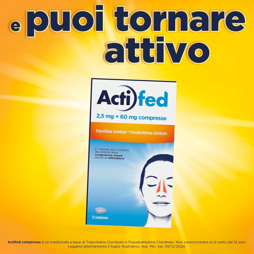 Actifed 2,5 Mg Congestione Nasale E Raffreddore 12 Compresse