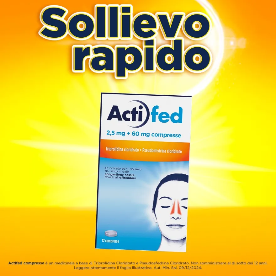 Actifed 2,5 Mg Congestione Nasale E Raffreddore 12 Compresse