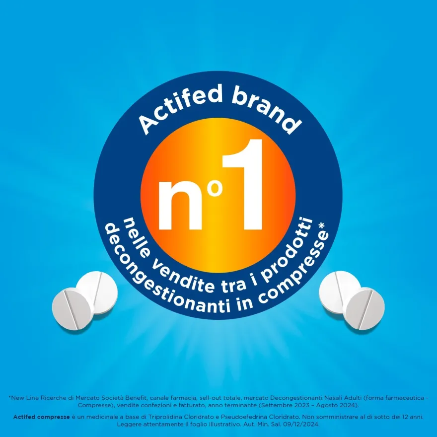 Actifed 2,5 Mg Congestione Nasale E Raffreddore 12 Compresse