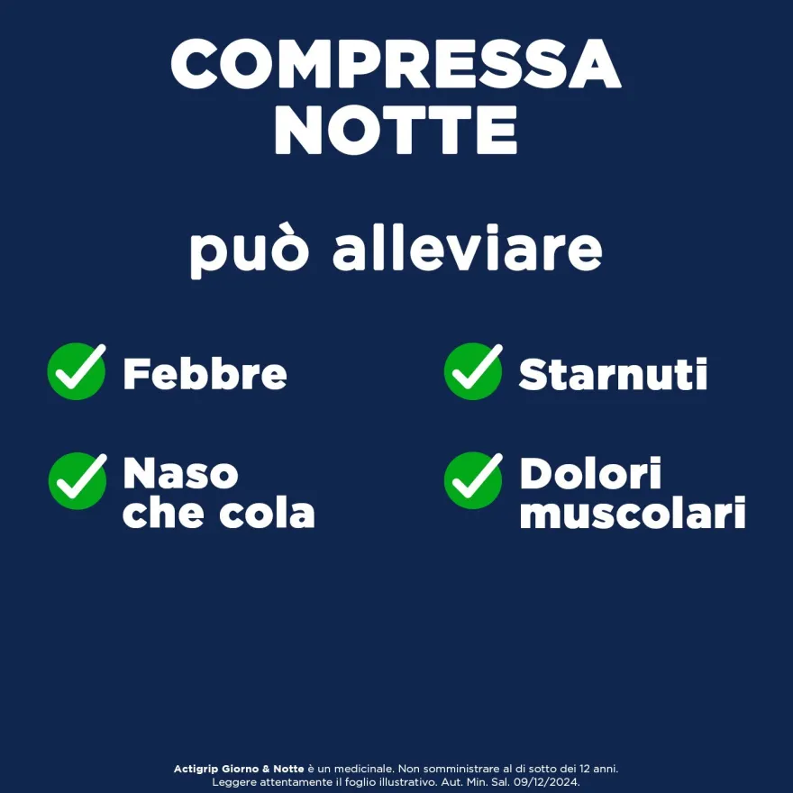 Actigrip Giorno E Notte Compresse Per Raffreddore Febbre E Influenza 16 Compresse