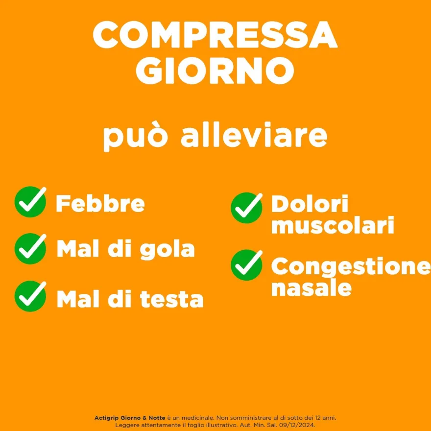 Actigrip Giorno E Notte Compresse Per Raffreddore Febbre E Influenza 16 Compresse