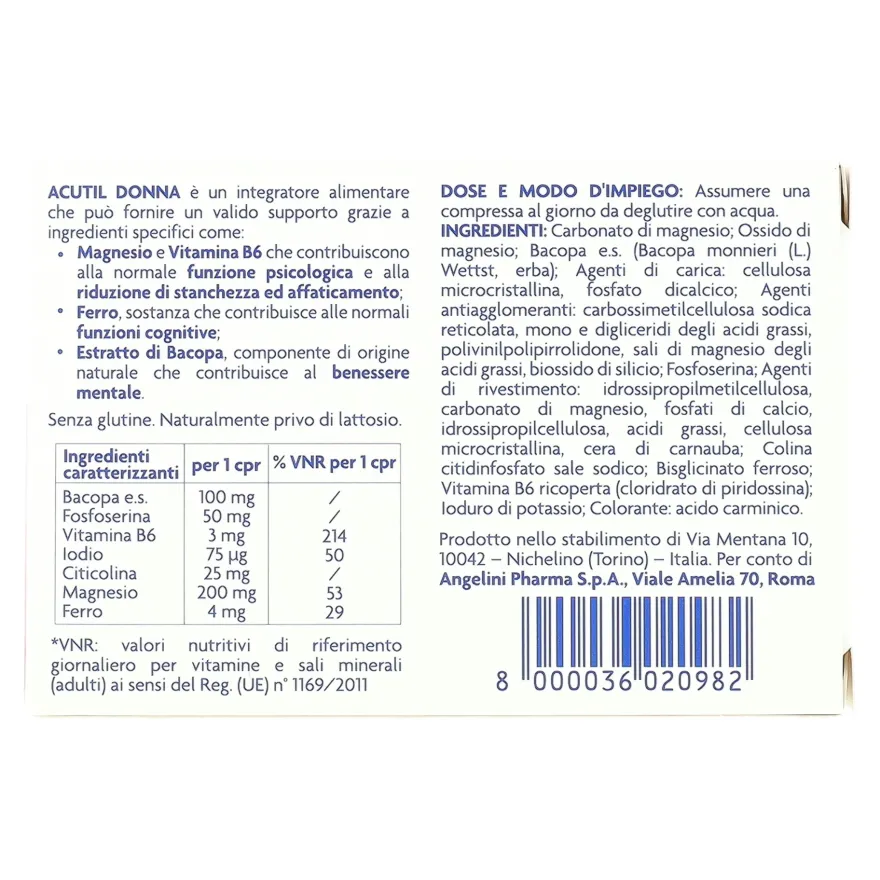 Acutil Donna Integratore 20 Compresse