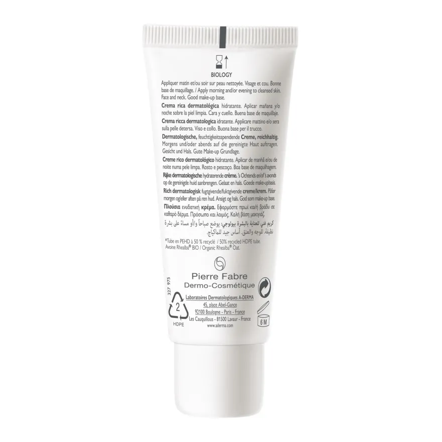 A-derma Biology Crema Ricca Dermatologica Idratante 40ml