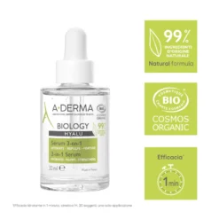 A-derma Biology Hyalu Siero Viso 3-in-1 Idrata Rimpolpa E Fortifica Con Acido Ialuronico 30ml