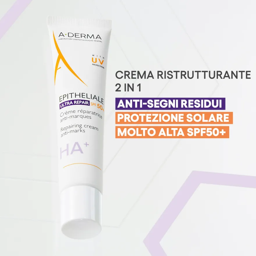 A-derma Epitheliale Ultra Ha+ Repair Spf50+ Crema Ristrutturante Anti-segni 40ml