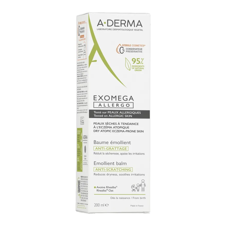 A-derma Exomega Allergo Balsamo Emolliente Cosmetico Sterile Per Pelle Secca A Tendenza Atopica 200ml