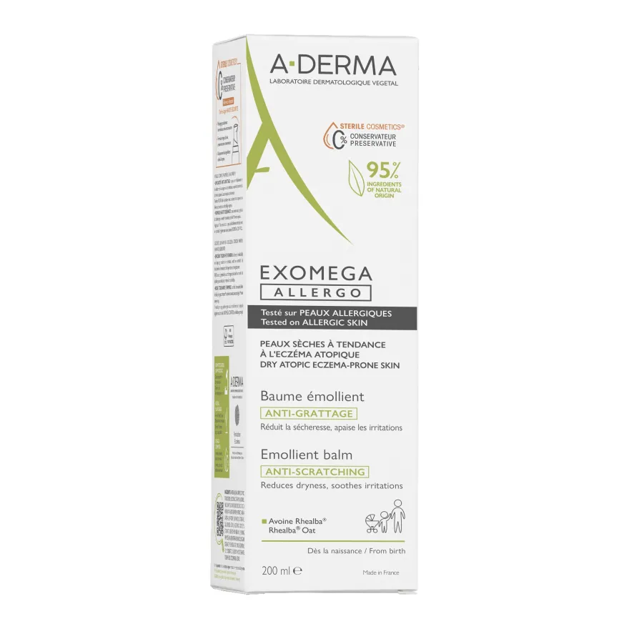 A-derma Exomega Allergo Balsamo Emolliente Cosmetico Sterile Per Pelle Secca A Tendenza Atopica 200ml