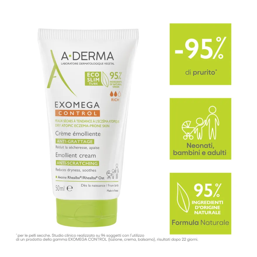 A-derma Exomega Control Crema Emolliente Anti-grattage Per Pelle Secca A Tendenza Atopica 50ml