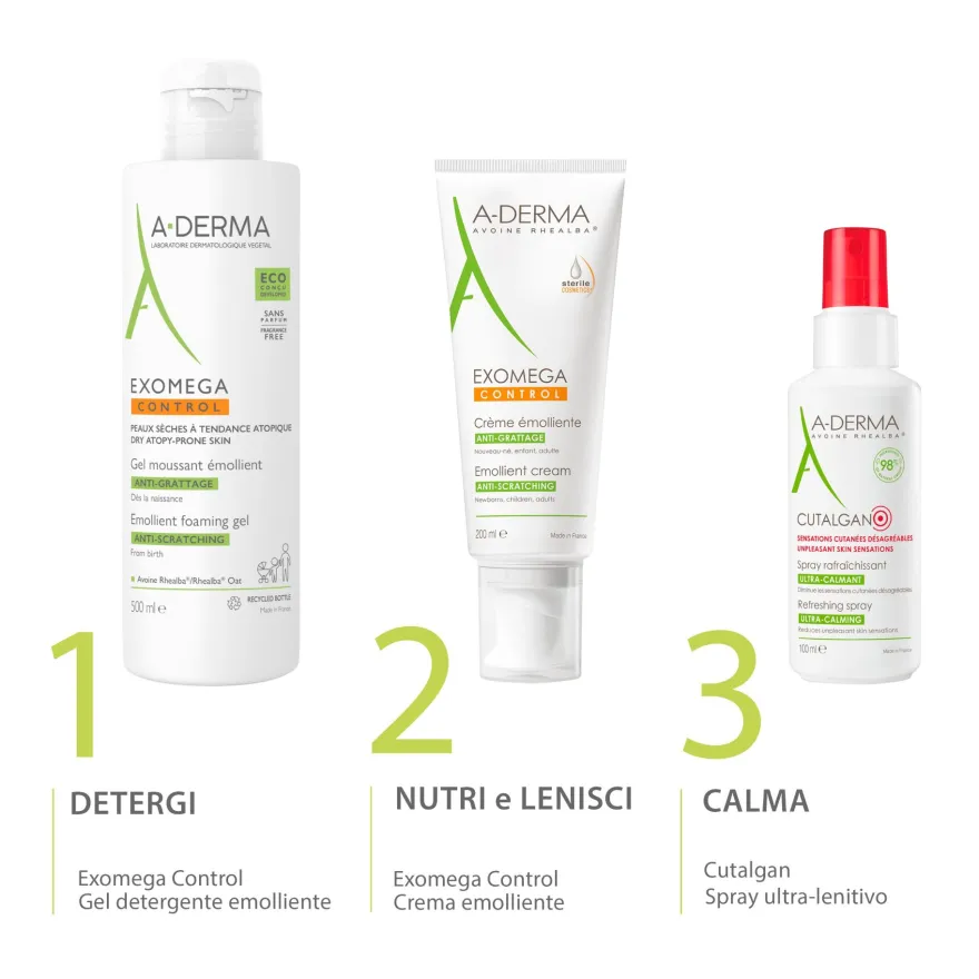 A-derma Exomega Control Gel Detergente Emolliente Per Pelle Secca A Tendenza Atopica Senza Profumo 500ml