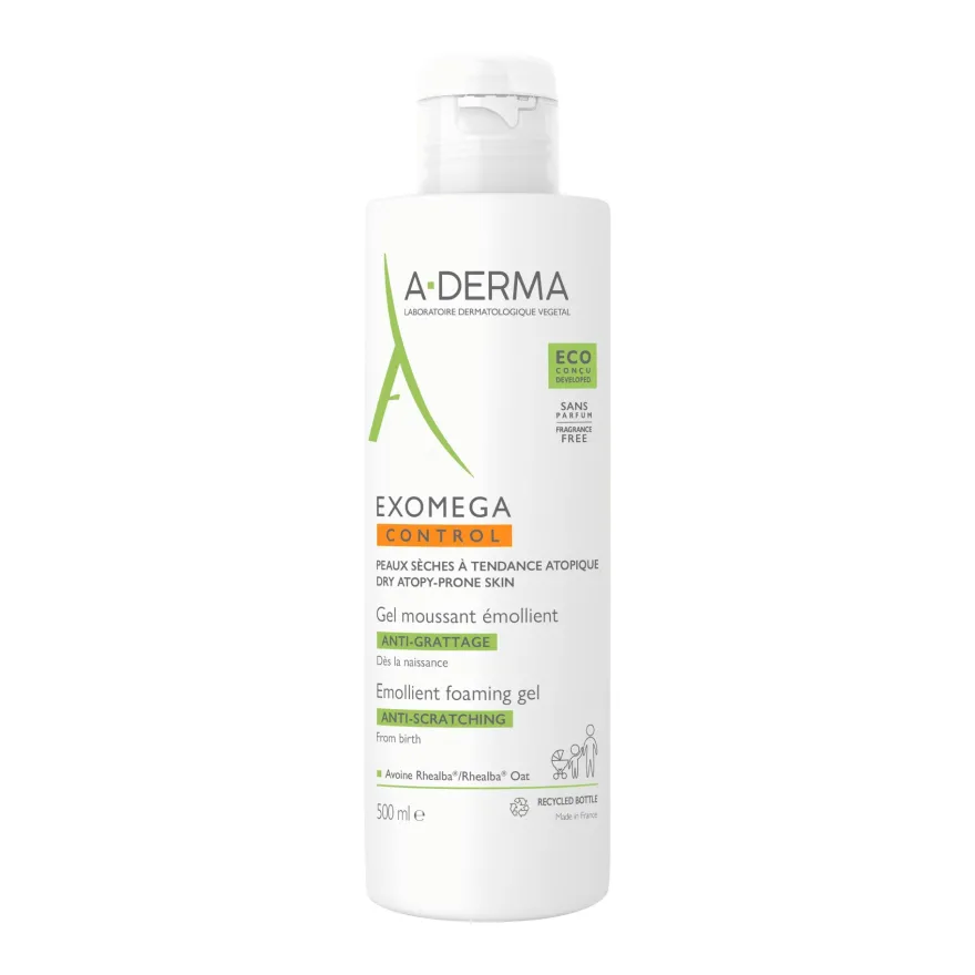 A-derma Exomega Control Gel Detergente Emolliente Per Pelle Secca A Tendenza Atopica Senza Profumo 500ml