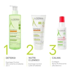A-derma Exomega Control Gel Detergente Emolliente 2in1 Viso Corpo Capelli Pelle Secca A Tendenza Atopica 500ml