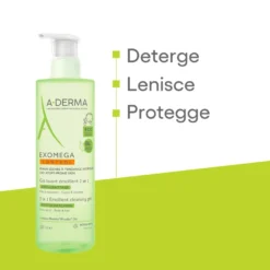 A-derma Exomega Control Gel Detergente Emolliente 2in1 Viso Corpo Capelli Pelle Secca A Tendenza Atopica 2 confezioni da 500ml
