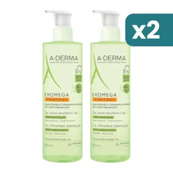 A-derma Exomega Control Gel Detergente Emolliente 2in1 Viso Corpo Capelli Pelle Secca A Tendenza Atopica 2 confezioni da 500ml