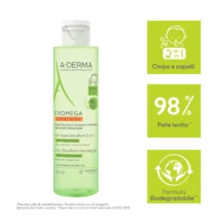 A-derma Exomega Control Gel Emolliente 2 In 1 Corpo E Capelli 200ml