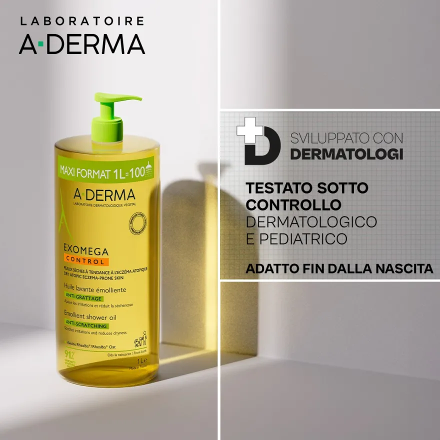 A-derma Exomega Control Olio Lavante Emolliente Pelle Atopica A Tendenza Atopica 1 Litro