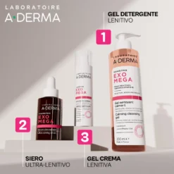 A-derma Exomega Viso Gel-crema Lenitiva Pelle Reattiva E Atopica 40ml