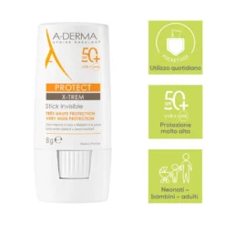 A-derma Protect X-trem Stick Invisibile Protezione Solare Spf50+ 8g