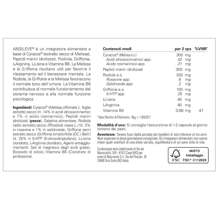 Ansileve Integratore Rilassamento 30 Compresse