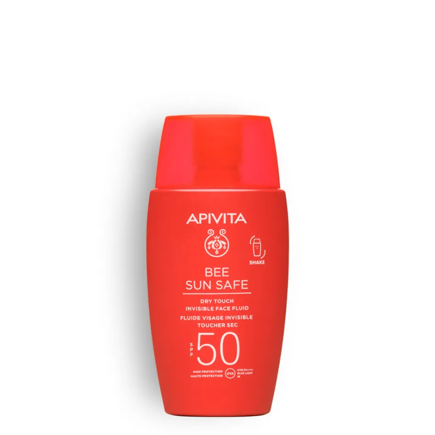 Apivita Bee Sun Safe Invisible Dry Touch Fluido Solare Viso Leggero Con Protezione Spf50 Antietà 50ml