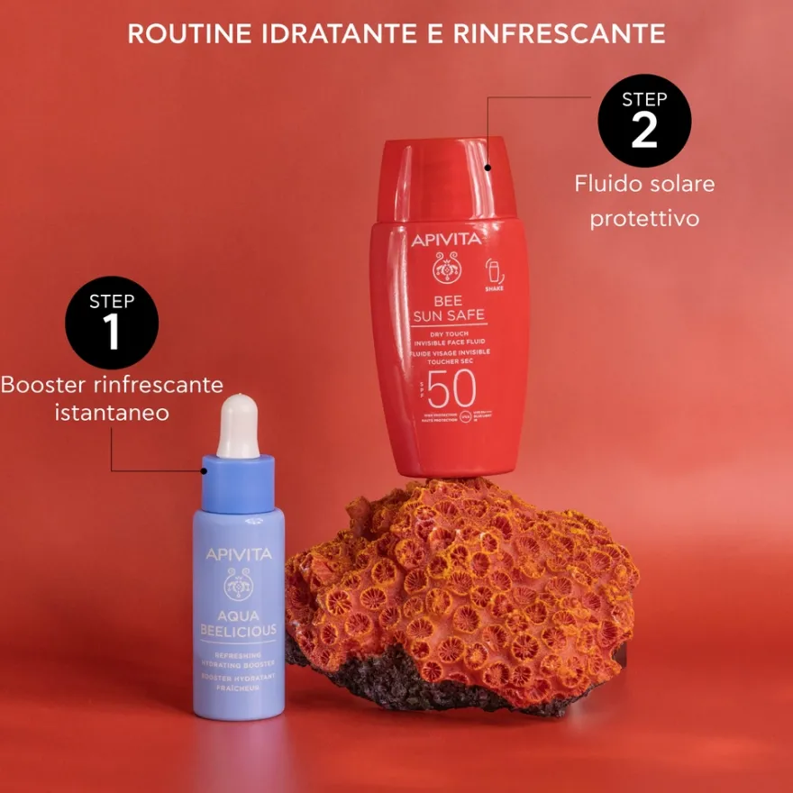 Apivita Bee Sun Safe Invisible Dry Touch Fluido Solare Viso Leggero Con Protezione Spf50 Antietà 50ml