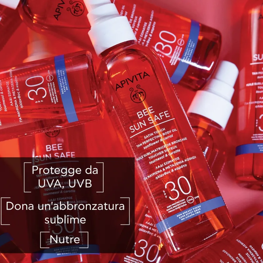 Apivita Bee Sun Safe Olio Solare Spray Corpo Abbronzante Con Protezione Spf30 Texture Leggera 200ml