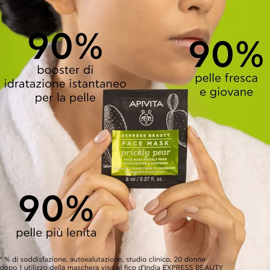 Apivita Express Beauty Pricly Pear Maschera Viso Idratante Lenitiva Al Fico D'india 2x8ml