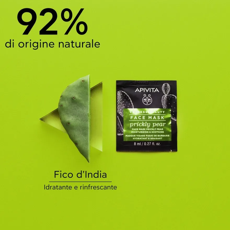 Apivita Express Beauty Pricly Pear Maschera Viso Idratante Lenitiva Al Fico D'india 2x8ml