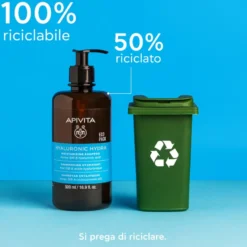 Apivita Hyaluronic Hydra Shampoo Idratante Anti-crespo Con Acido Ialuronico Per Capelli Morbidi 500ml