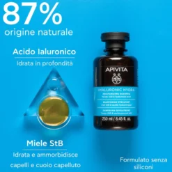 Apivita Hyaluronic Hydra Shampoo Idratante Con Acido Ialuronico Anti-crespo Per Capelli Morbidi 250ml