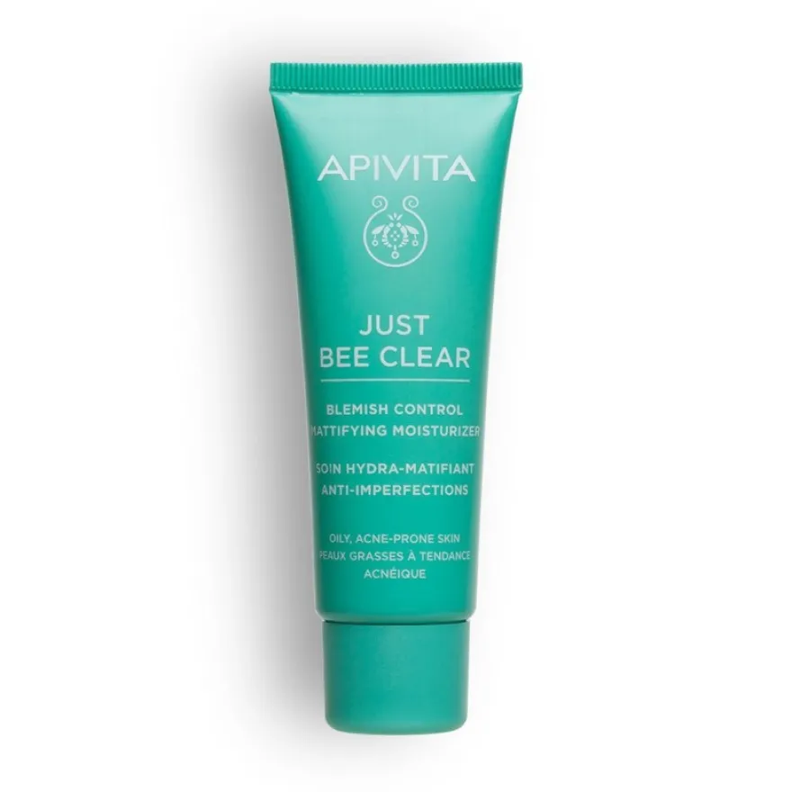 Apivita Just Bee Clear Crema Viso Idratante Opacizzante Anti-imperfezioni Pelle Grassa Acne 40ml