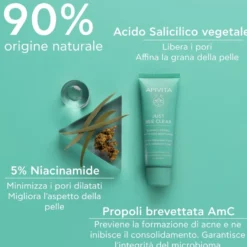 Apivita Just Bee Clear Crema Viso Idratante Opacizzante Anti-imperfezioni Pelle Grassa Acne 40ml