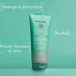 Apivita Just Bee Clear Gel Detergente Viso Purificante Per Pelle Grassa Acne Imperfezioni 200ml