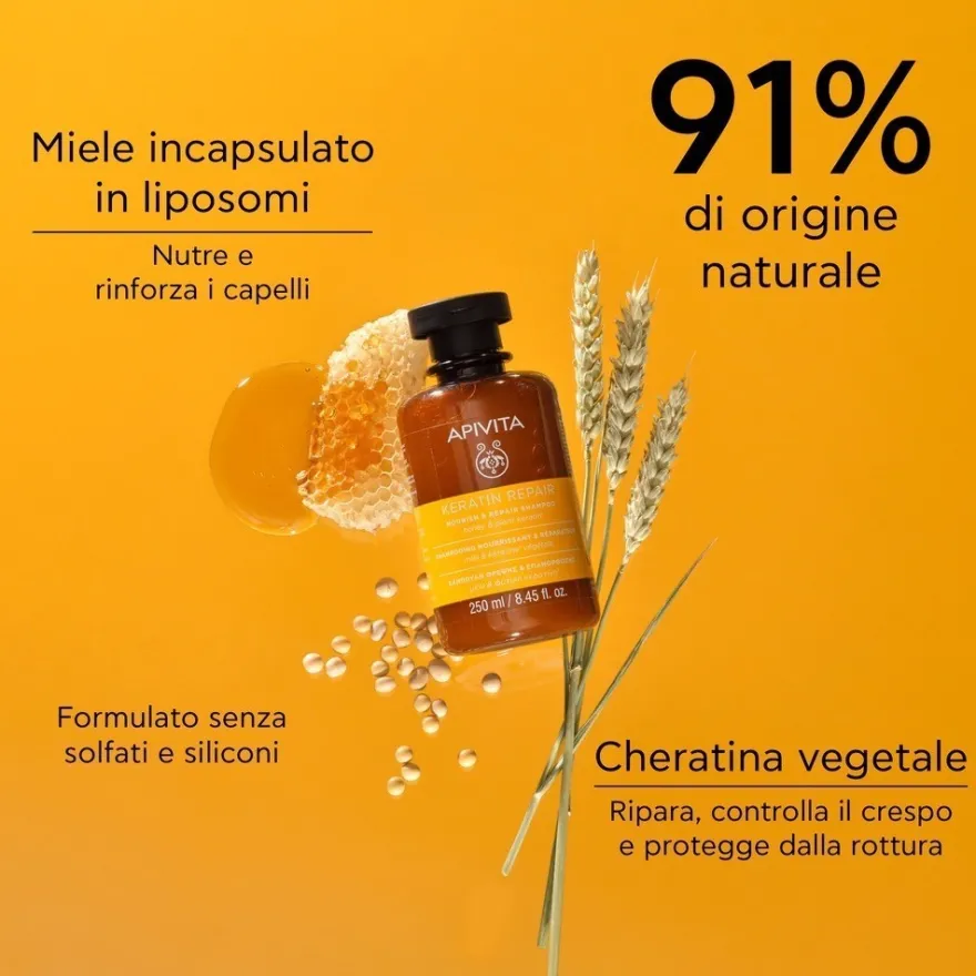 Apivita Keratin Repair Shampoo Nutriente E Riparatore Per Capelli Secchi E Danneggiati 150ml