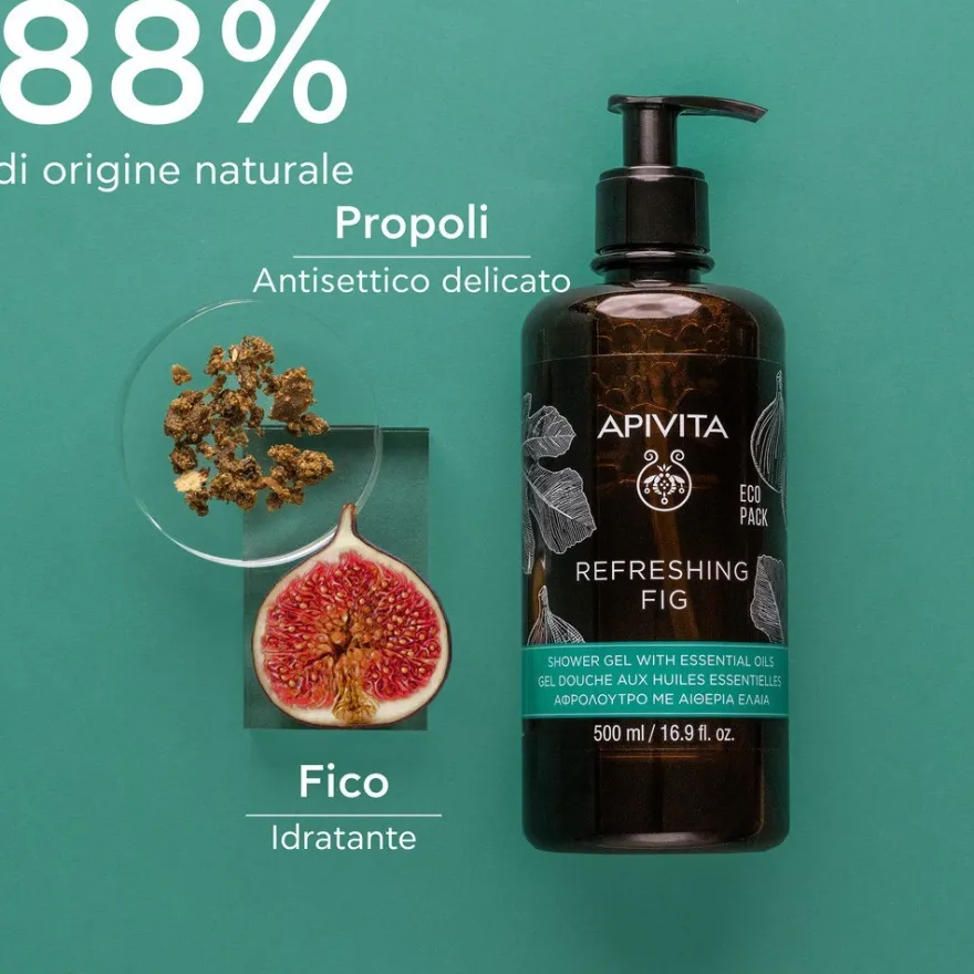 Apivita Refreshing Fig Gel Doccia Delicato Con Fico E Propoli Bagnoschiuma Idratante Corpo 500ml