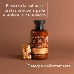 Apivita Royal Honey Gel Doccia Detergente Con Miele E Oli Essenziali Per Pelle Secca 250ml