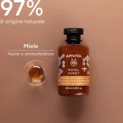 Apivita Royal Honey Gel Doccia Detergente Con Miele E Oli Essenziali Per Pelle Secca 250ml