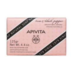 Apivita Sapone Naturale Solido E Scrub Esfoliante Corpo Con Rosa E Pepe Nero Anticellulite 125g