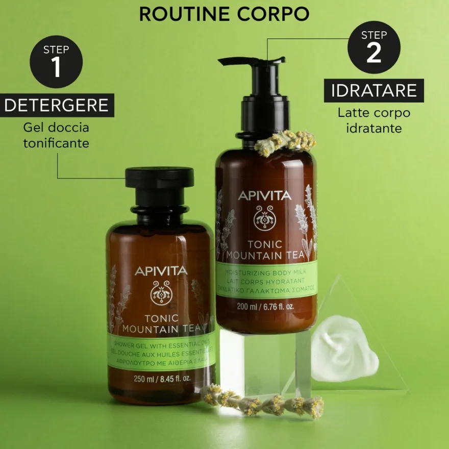 Apivita Tonic Mountain Tea Latte Corpo Rivitalizzante Al Tè Di Montagna Per Pelle Secca 200ml