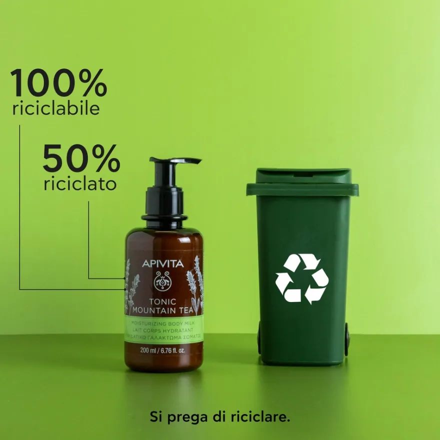 Apivita Tonic Mountain Tea Latte Corpo Rivitalizzante Al Tè Di Montagna Per Pelle Secca 200ml