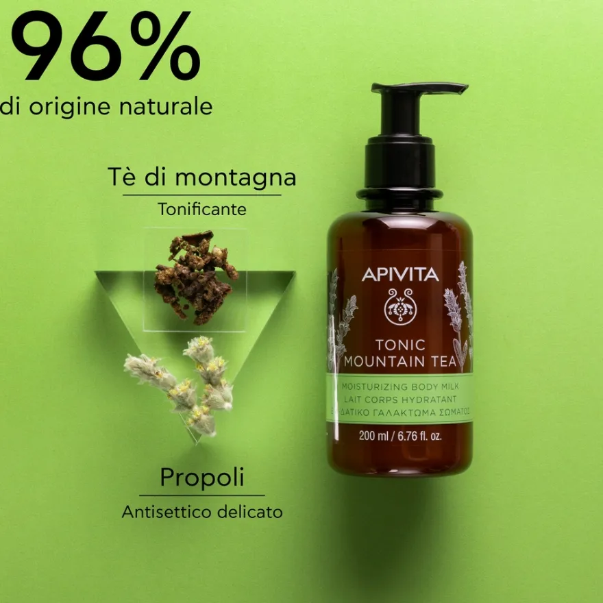 Apivita Tonic Mountain Tea Latte Corpo Rivitalizzante Al Tè Di Montagna Per Pelle Secca 200ml