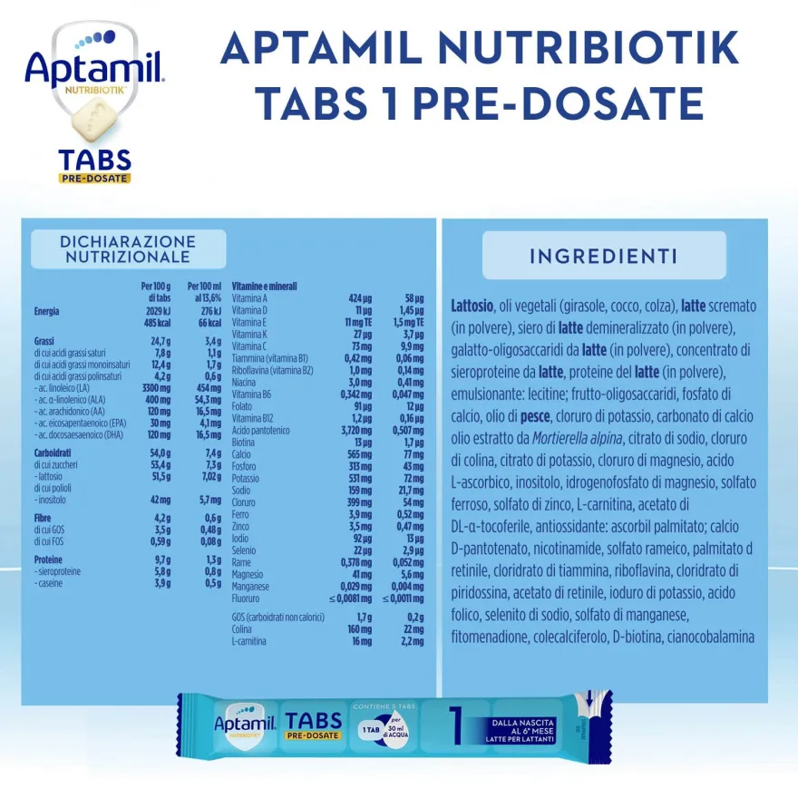 Aptamil Tabs Pre-dosate Latte Per Lattanti 21 Bustine