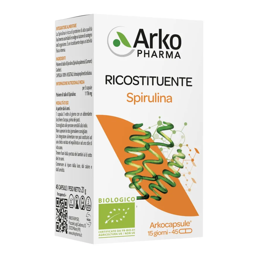Arkopharma Spirulina Bio Integratore Tono Vitalità 45 Arkocapsule