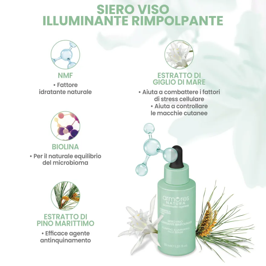Armores Natura Biometric Ageless Siero Viso Illuminante Rimpolpante 30ml