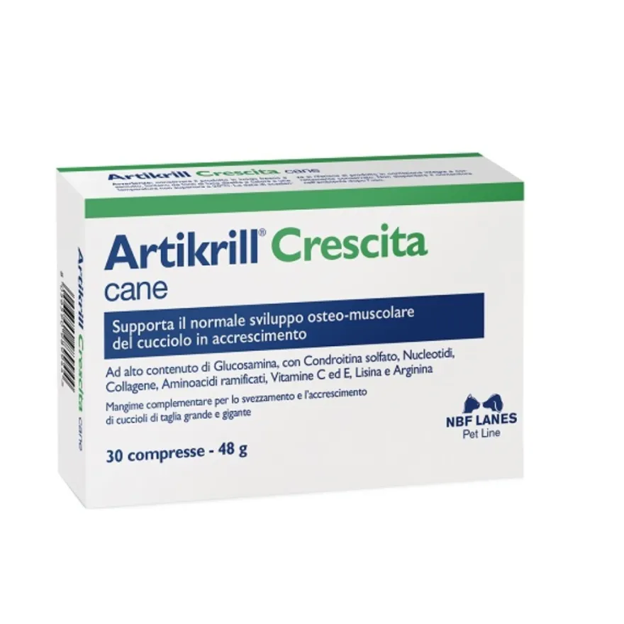 Artikrill Crescita Cane Mangime Completare Per Sviluppo Articolare Cuccioli 60 Compresse