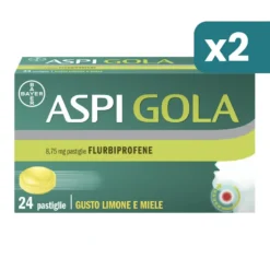 Aspi Gola Con Flurbiprofene Per Gola Infiammata E Mal Di Gola Limone Miele 2 confezioni da 24 Pastiglie