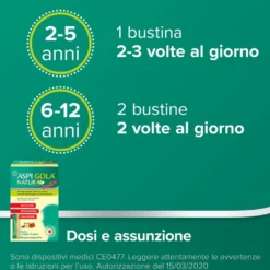 Aspi Gola Natura Junior Sciroppo Mal Di Gola E Tosse Per Bambini Vaniglia Fragola 16 Buste