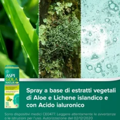 Aspi Gola Natura Spray Per Mal Di Gola E Tosse Associata Gusto Menta E Limone Flacone 20ml